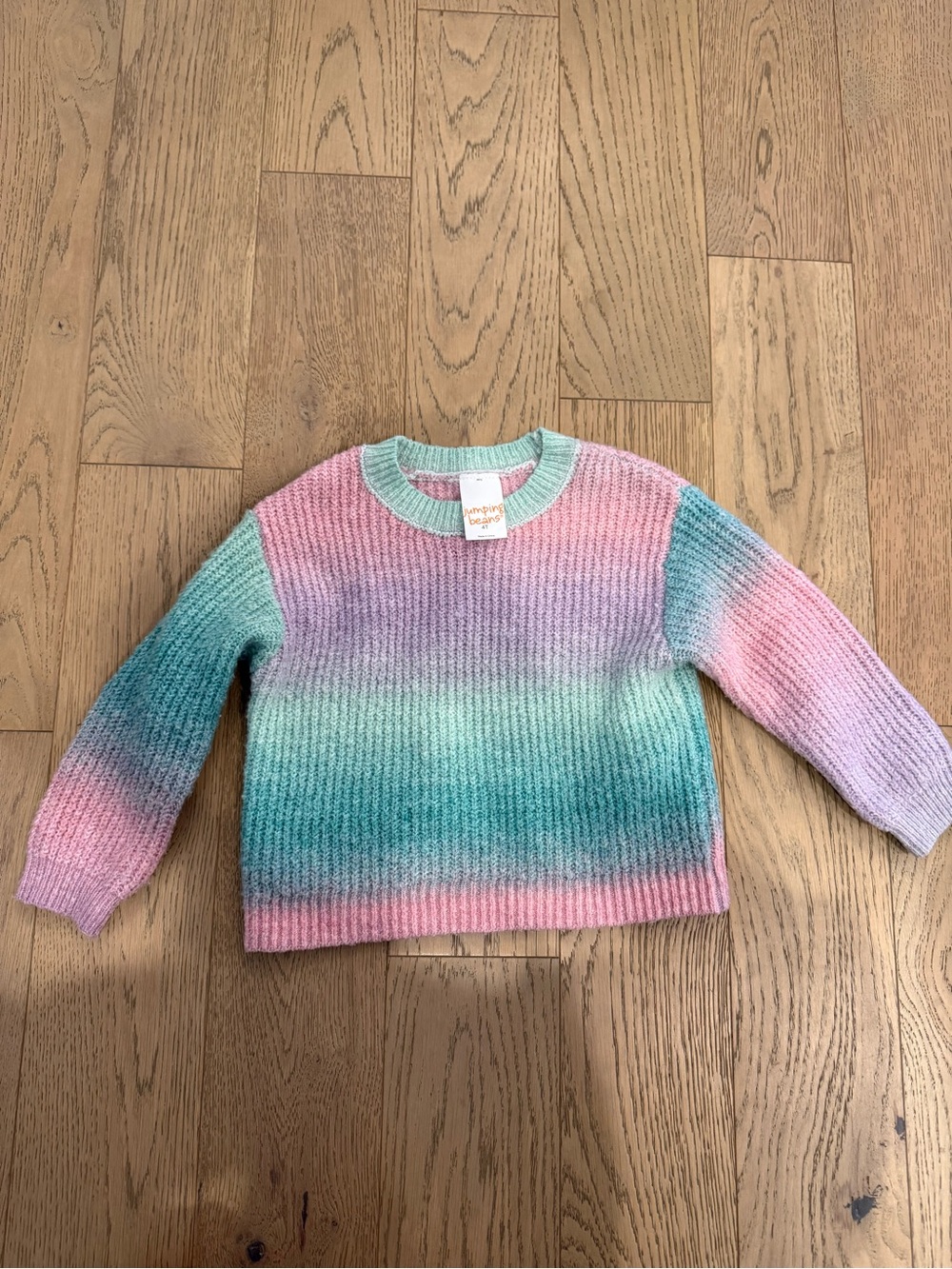 Jumping Beans Girls 4T Pastel Striped Knit Sweater Pink Teal Purple Long Sleeve